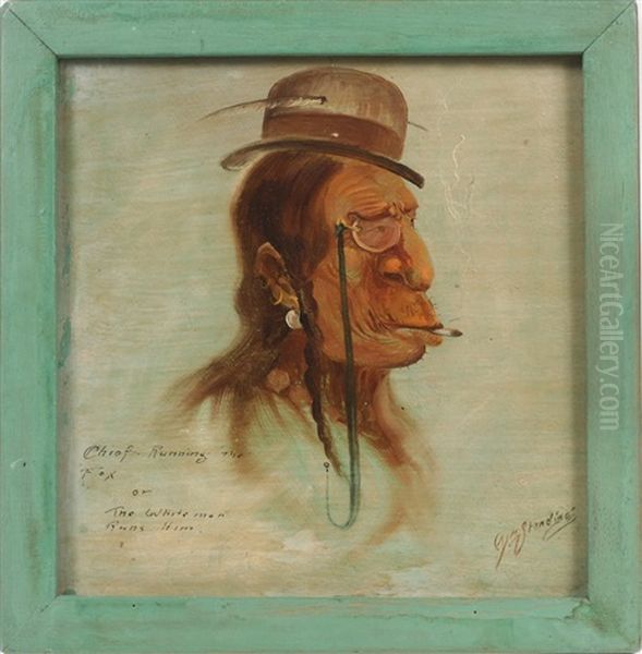 Chief Running The Fox/the White Man Runs Him Oil Painting by William M. Standing