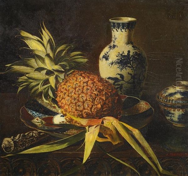 Stillleben Mit Einer Ananas Oil Painting by Alexander Stanesby