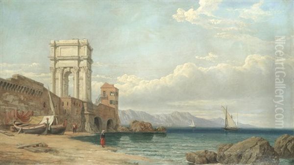 The Arch Of Trajan, Ancona Oil Painting by George Clarkson Stanfield