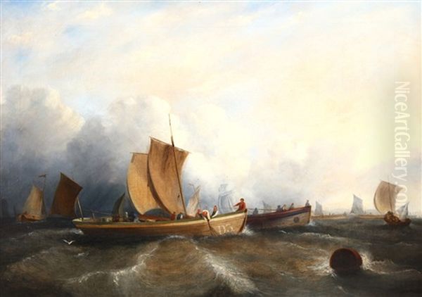 Shipping In Choppy Waters Oil Painting by George Clarkson Stanfield