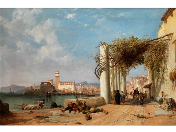 Ansicht Von Ischia Mit Stadtansicht Bei Forio Oil Painting by George Clarkson Stanfield