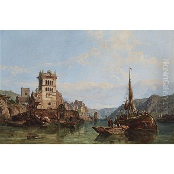 On The Moselle Oil Painting by George Clarkson Stanfield