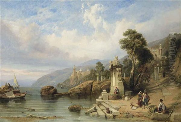 Sitara, Gulf Of Salerno Oil Painting by George Clarkson Stanfield