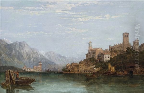 Lago Di Lugano Oil Painting by George Clarkson Stanfield