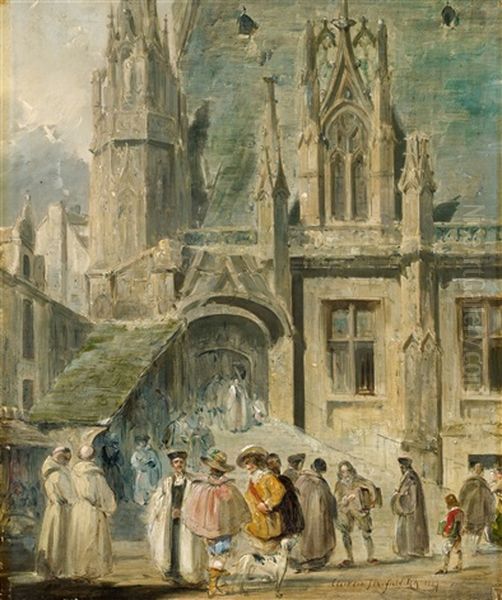 Szene Vor Einer Gotischen Kirche Oil Painting by William Clarkson Stanfield