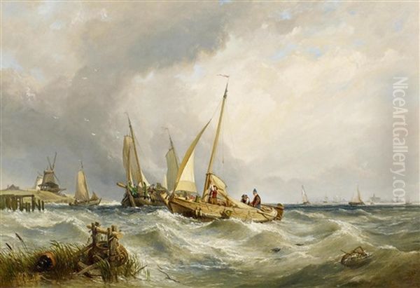 Heimkehrende Fischer Vor Der Kuste Oil Painting by William Clarkson Stanfield