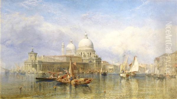 View Of The Grand Canal And Santa Maria Della Salute Oil Painting by William Clarkson Stanfield