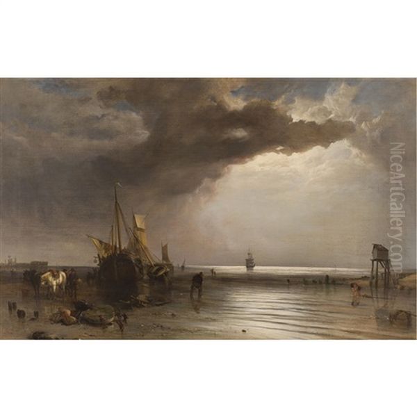 Shipping At Low Tide by William Clarkson Stanfield