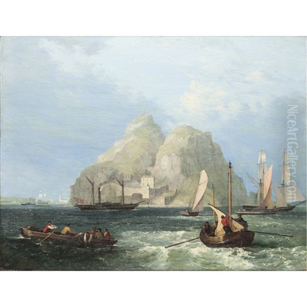 Shipping Off Dumbarton Rock Oil Painting by William Clarkson Stanfield