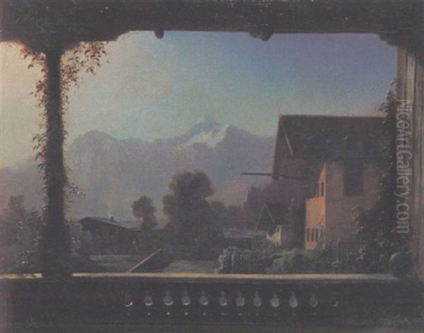 Nachtliche Landschaft Im Tirol Oil Painting by Bernhard Stange