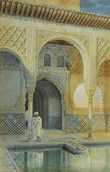 A Figure By A Pool At The Alhambra Oil Painting by Henry Stanier