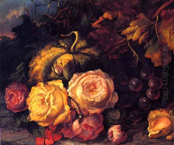 Bodegon De Rosas Y Uvas Oil Painting by Henry Stanier