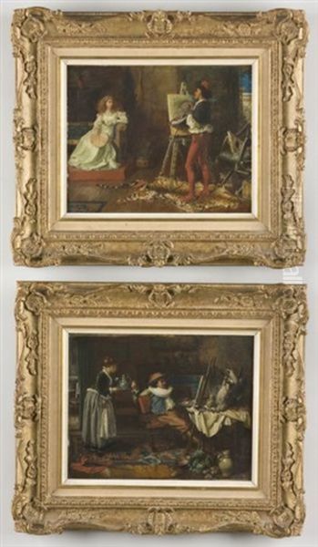 Ateliers (pair) Oil Painting by Charles Joseph Staniland