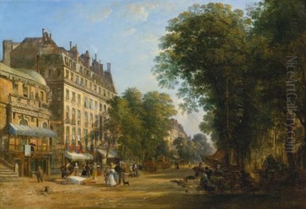 Boulevard Montmartre Oil Painting by Caleb Robert Stanley