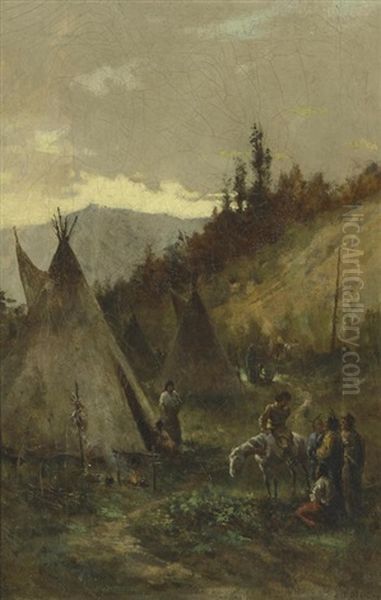 Indian Encampment Oil Painting by John Mix Stanley