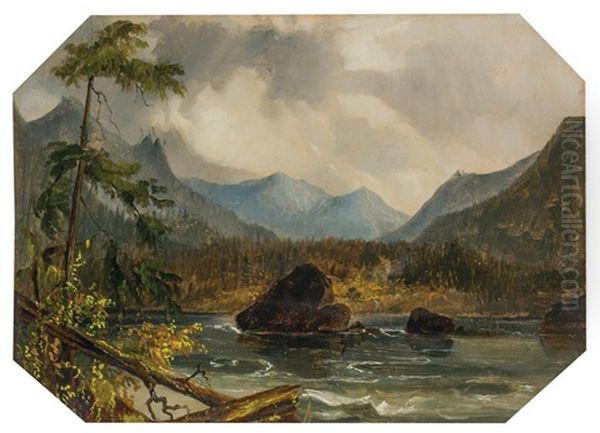 Cascade Mountains And Cascades Oil Painting by John Mix Stanley