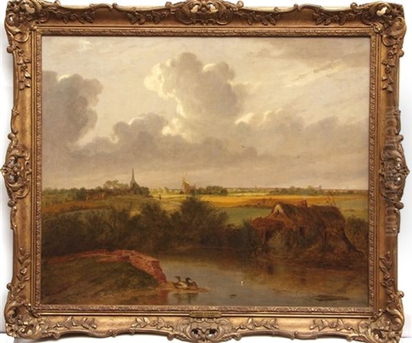 Looking Towards Norwich From Blofield Oil Painting by Alfred Stannard