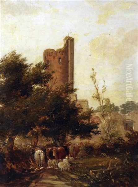 Caistor Castle Oil Painting by Alfred George Stannard