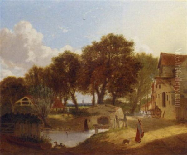 The Old Mill Oil Painting by Alfred George Stannard