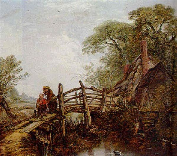 Crossing The Bridge Oil Painting by Alfred George Stannard