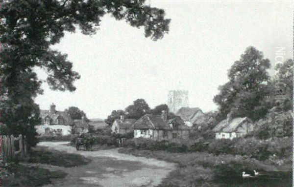 A Quiet Village Oil Painting by Henry (Harry) Stannard