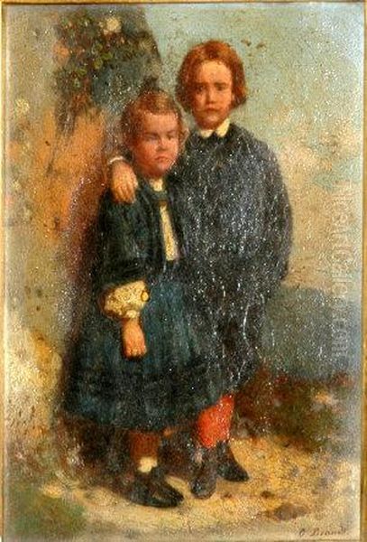 Portrait Of Two Children Oil Painting by Otto Brandt