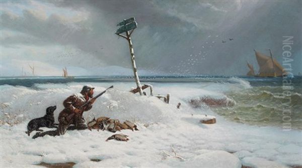 Coastal Hunting Scene Oil Painting by Anthony Carey Stannus