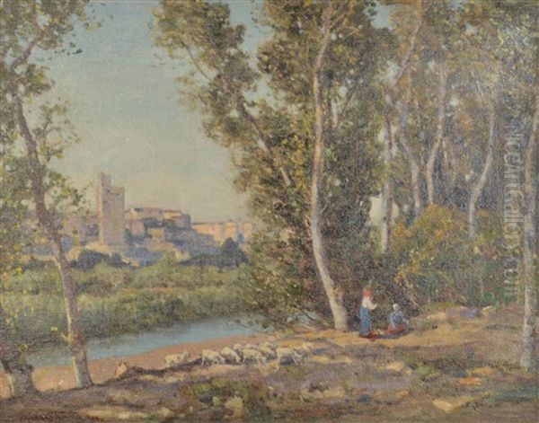 La Tour Philippe Le Bell, Avignon Oil Painting by Herbert Hughes (Sir) Stanton