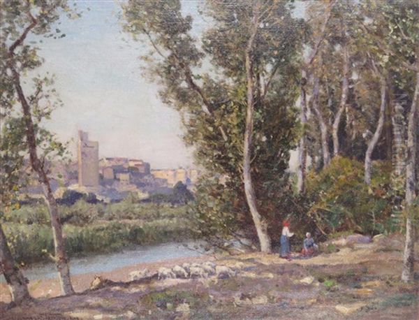 La Tour Phillipe Le Bel, Avignon, France Oil Painting by Herbert Hughes (Sir) Stanton