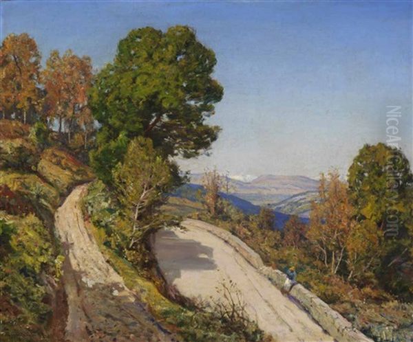 The Road Above The Valley Oil Painting by Herbert Hughes (Sir) Stanton