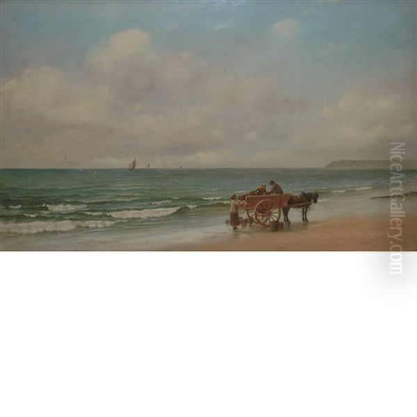 Horse Cart By The Sea Oil Painting by Horace Hughes Stanton