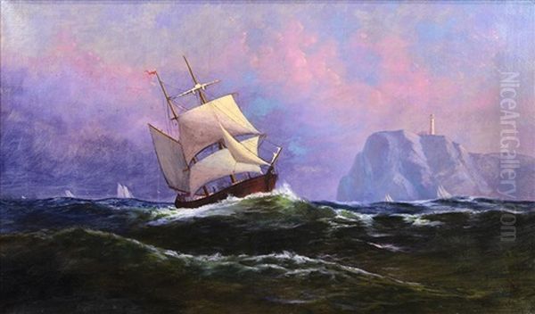 Passing Montauk Point, 1880 Oil Painting by Franklin Stanwood