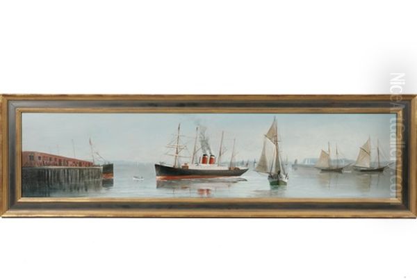 View Of Portland Harbor Oil Painting by Franklin Stanwood