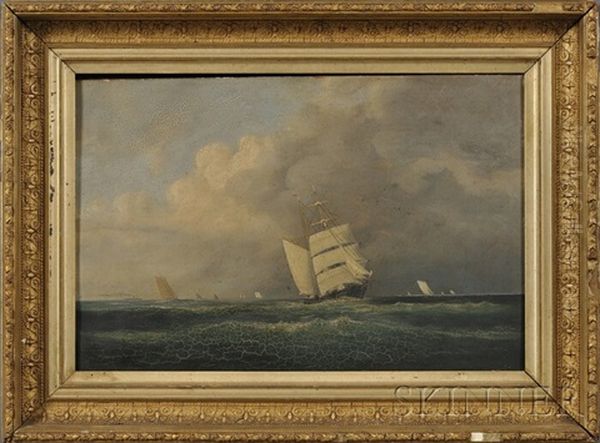 Sailing In Casco Bay On A Cloudy Day Oil Painting by Franklin Stanwood