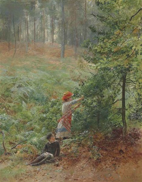 Gathering Blackberries Oil Painting by Robert Ponsonby Staples