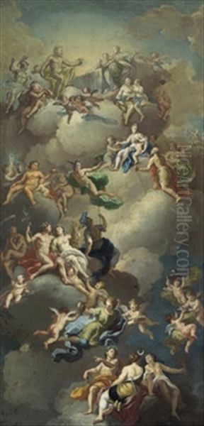 Scena Mitologica Con L'olimpo Degli Dei Oil Painting by Gerolamo Starace