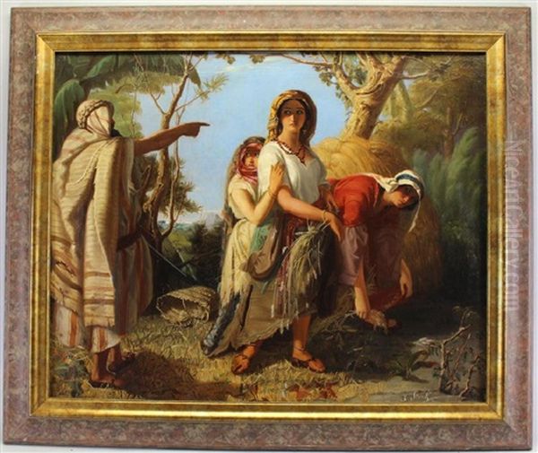 Painting Of Boaz Speaking To Ruth At The Barley Field Oil Painting by Julius Josephus Gaspard Starck