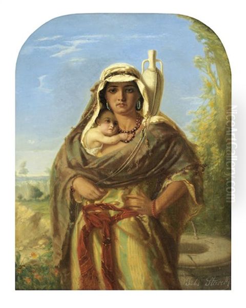 Egyptian Water Carrier And Baby Oil Painting by Julius Josephus Gaspard Starck