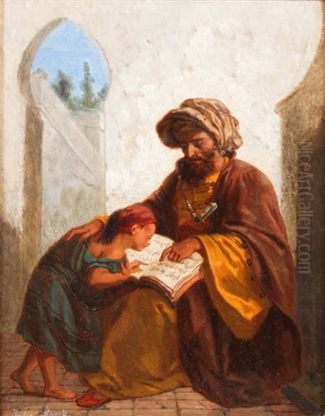 La Lecture Du Coran Oil Painting by Julius Josephus Gaspard Starck