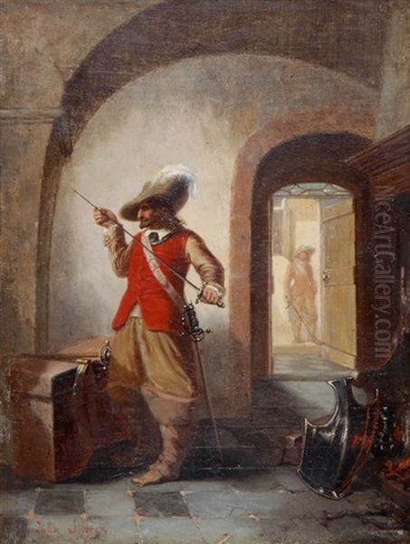 Musketier Oil Painting by Julius Josephus Gaspard Starck