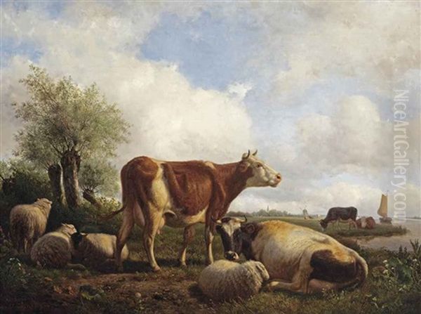 Cows In A Pasture Oil Painting by Willem Tjarda van Starckenborgh Stachouwer