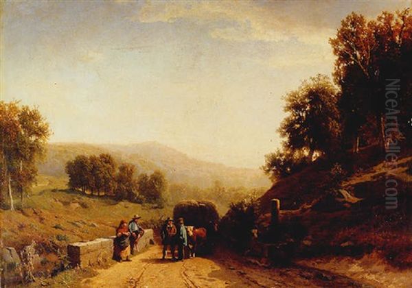 Farmworkers Returning From The Field Oil Painting by Willem Tjarda van Starckenborgh Stachouwer