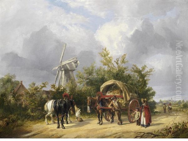 A Country Road Oil Painting by Arthur James Stark