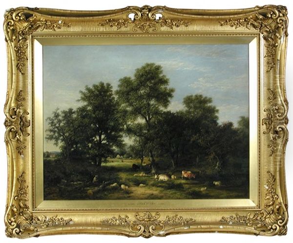 Cattle In A Wooded Landscape Oil Painting by James Stark