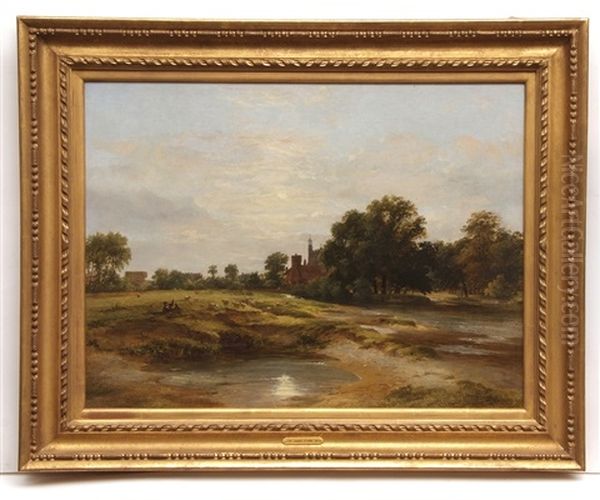 View Of Eton From Fellows Eyot Oil Painting by James Stark