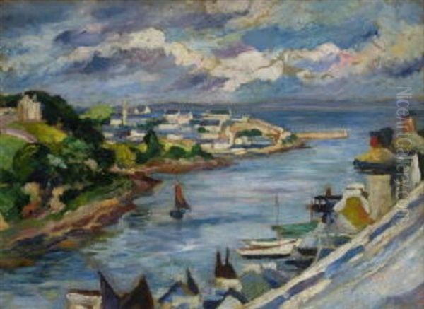 Hafenansicht Von Douarnenez Oil Painting by Konrad Starke