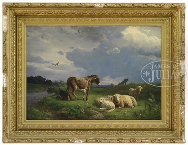 Landscape With Donkey And Sheep Oil Painting by Baron Jacobus Nicolas Tjarda van Starkenborg