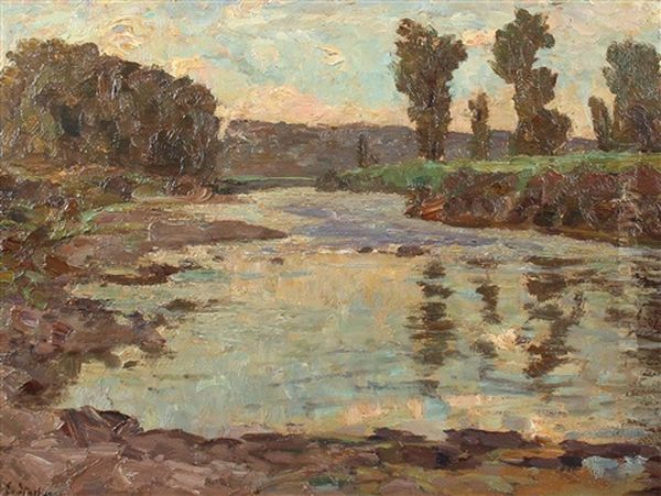 Neckarlandschaft Oil Painting by Erwin Starker