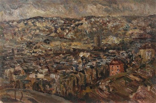 Blick Auf Stuttgart, Vom Stafflenberg Aus Oil Painting by Erwin Starker