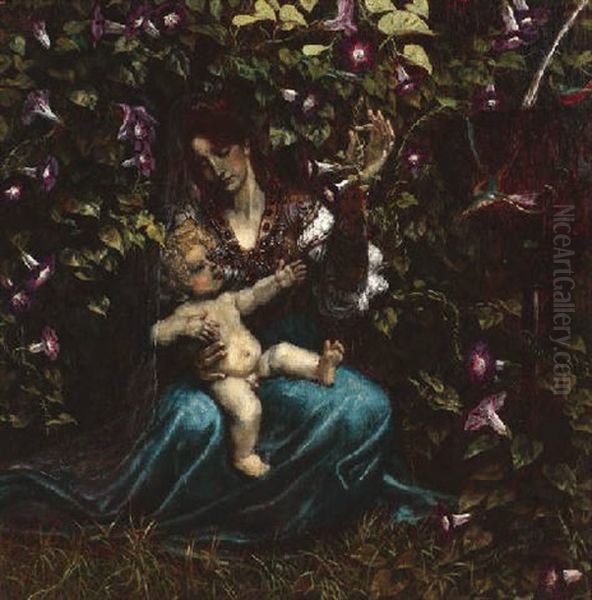 Madonna Mit Christusknaben In Waldeskicht Oil Painting by Franz Stassen